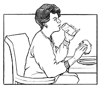 Illustration of a woman eating.